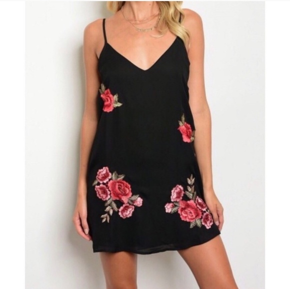 - Dresses & Skirts - Embroidered Black Dress